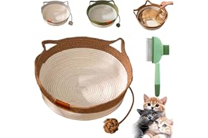 Stimulicat Cat Bed Rope Cotton, 2025 New Handwoven Instinct Basket for Cats, Breathable Durable Cat Scratch Pad Bed with Toy 