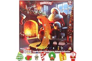 SWEETZO 2025 Christmas Candy Santa Advent Calendar, 24-Day Countdown with Festive Gummies Inside, Individually Wrapped Pieces, 10.16 Ounces
