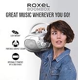 Roxel RCD-S70BT Portable Boombox CD Player with Remote Silver view 5
