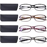 DOOViC 4 Pack Computer Reading Glasses Blue Light Blocking Anti Eyestrain Flexible Lightweight Readers for Women Men 2.25 Strength