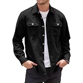 COOFANDY Men's Corduroy Shacket - Hooded Long Sleeve Button Down Jacket Shirt (Waffle Texture)