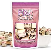 Freeze Dried Cheesecake Bites New York Style 4.1oz - Caramel, Chocolate Chip and Strawberry Swirl Freeze Dried Dessert - Mini Chocolate Cheesecake Bites in Resealable Bag - Ideal Gift Snack