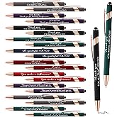 Fuutreo Inspirational Pens Bulk Thank You Gifts Motivational Quote Screen Touch Black Ink Ballpoint Pens for Employee Coworkers Team Appreciation Gifts(50 Pcs)