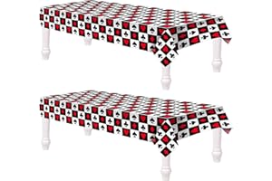 TATUO 2 Pieces Poker Tablecloth Casino Theme Party Decorations Las Vegas Table Cover Casino Table Runner for Playing Card Birthday Party Favors Supplies, 54 x 108 Inch