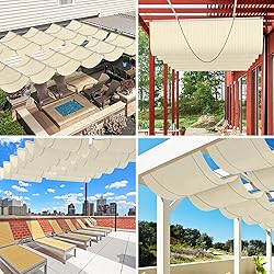 SunnyRoyal Beige 7'x14' Retractable Pergola Shade
