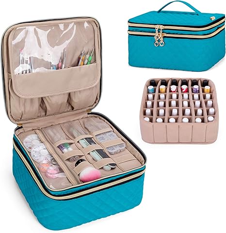 Amazon Yarwoマニキュア収納ケース 36ボトル用 二層式 ネイル用品収納可 ネイルカラー ネイルポリッシュ収納 バッグのみ グリーン 収納ケース ボックス オンライン通販