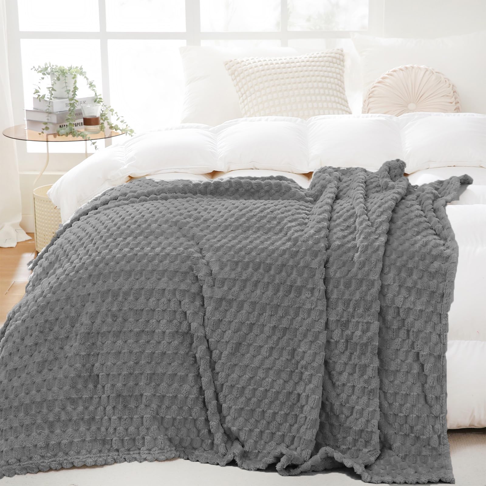 Puncuntex Grey Throw Blanket 108"×90" inches Fuzzy