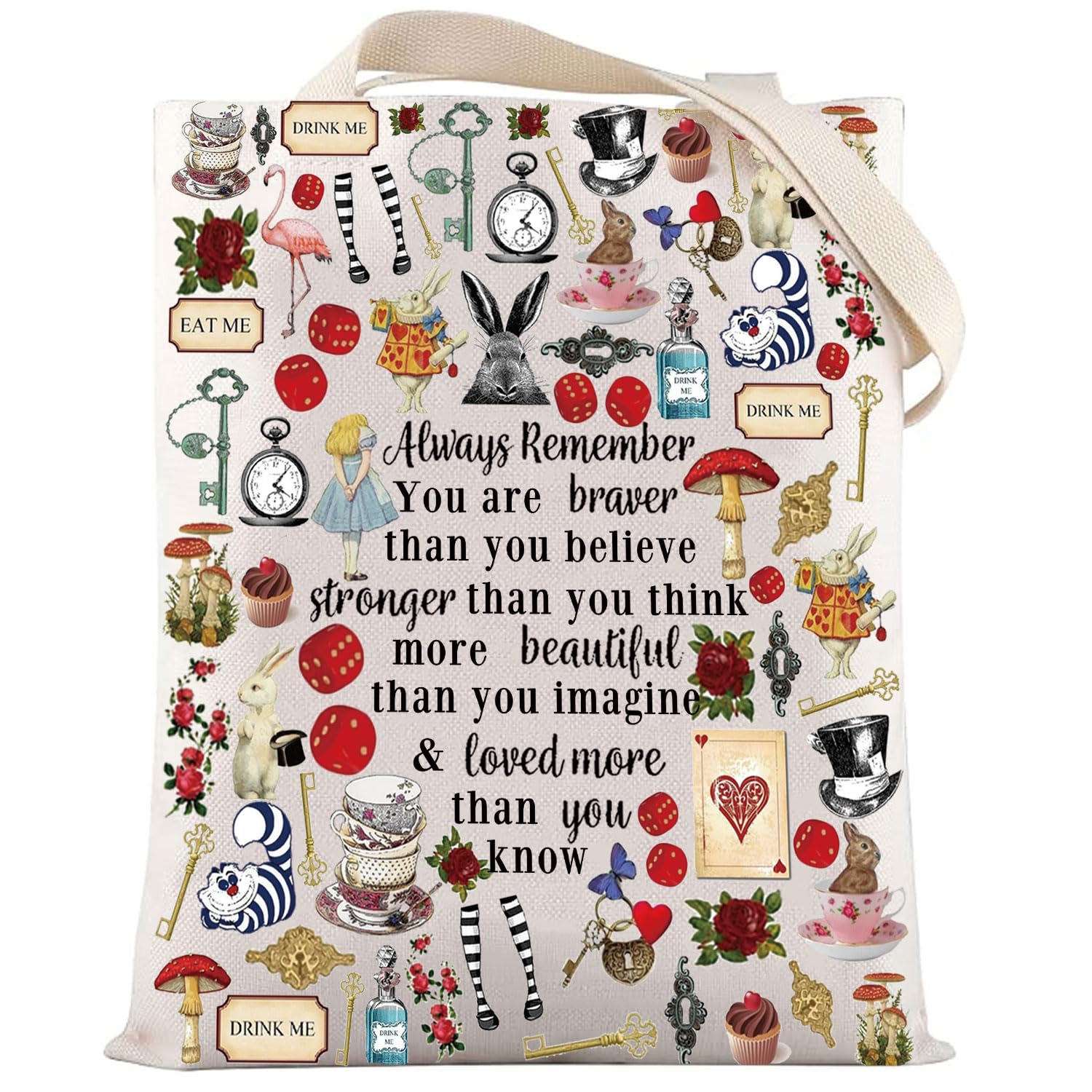 LEVLO Alice Movie Cosmetic Makeup Bag - Fairy Tale Fans Gift - You Are Braver Stronger Smarter Than You Think - Makeup Zipper Pouch Bag For Women & Girls — image 1