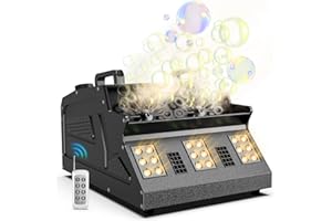 DazzlingStage 2000w Fog Bubble Machine, 3 in 1 Fog Bubble Machine with 2 Bubble Fans, 7 CH RGB 18 LED Lights Smoke Bubble ALL IN 1 Machine, Fog Machine for Party, Wedding, Birthday, Christmas