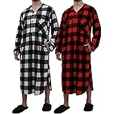 Andrew Scott Men's Plush Polar Fleece Long Nightshirt | Warm & Soft Henley Collar Sleep Lounge Shirt | Multi Packs