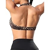 OMKAGI Halter Sports Bras for Women Open Back Workout Bras Padded Yoga Bra Gym Tops