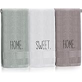 Peryiter 3 Pcs Neutral Modern Farmhouse Hand Towel 100% Cotton Minimalist Bathroom Towels Decorative Set 13x29 Inch Embroidered Facecloth for Bathroom Kitchen Decor Home Housewarming New Owner Gifts