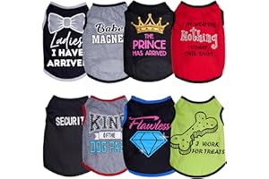 hoyuwak 8 Pieces Pet Shirts Funny Dog Printed Clothes Breathable Cool Puppy Sleeveless Vests for Summer