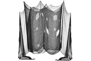 DealKits [2 PACKS] Halloween Creepy Cloth, Spooky Giant (48 x 240 in.) Cheese Cloth Tapestry for Halloween Party Supplies Decorations Outdoor Yard Home Wall Decor, Black