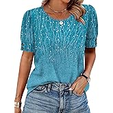 OFEEFAN Womens Tops Short Sleeve Shirts with Buttons Spring Fashion Blouses Dressy Casual Plus Size Summer Outfits