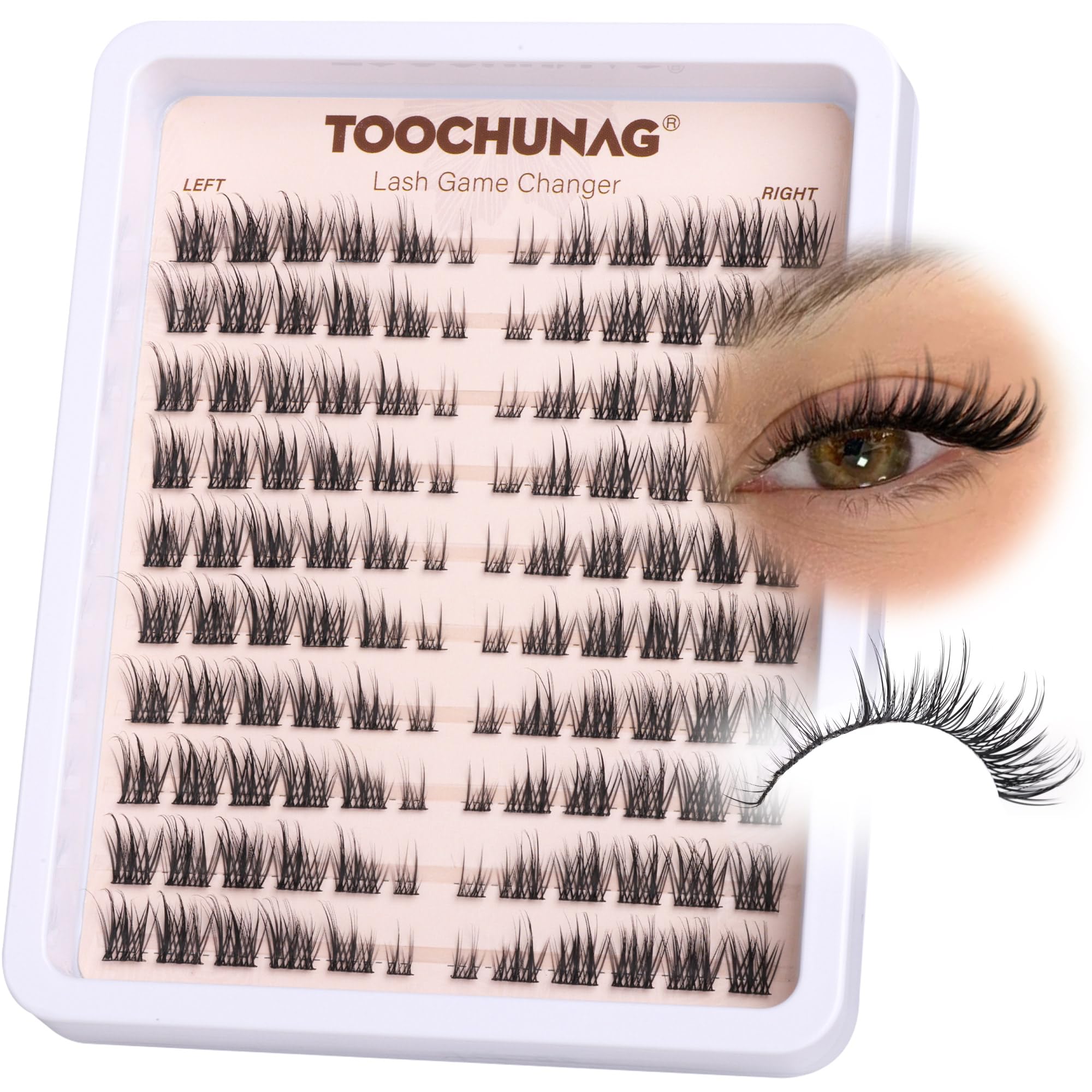 Photo 1 of TOOCHUNAG Wispy Lash Clusters Natural Cluster Eyelash Extensions 3D Fairy Individual Lashes Clusters Eyelashes CD Curve Left&Right 7-15mm DIY Lash Extension at Home