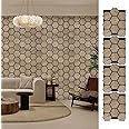 ARMURO Wall Paneling for Interior Wall - 4 PCS Hexagon Wall Panels - Hexagon Acoustic Panels - Natural Walnut Wood Veneer Sound Proof Panels for Walls, Wood Slat Wall Panel 23.8" W x 29" L