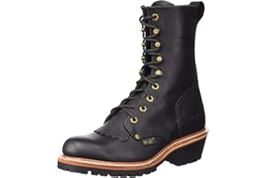 Ad Tec Mens 10in Fireman Logger Certified Work Boots, Black - Full Grain Oiled Leather, Non Slip Rubber Outsole & Fire Resistant Footwear