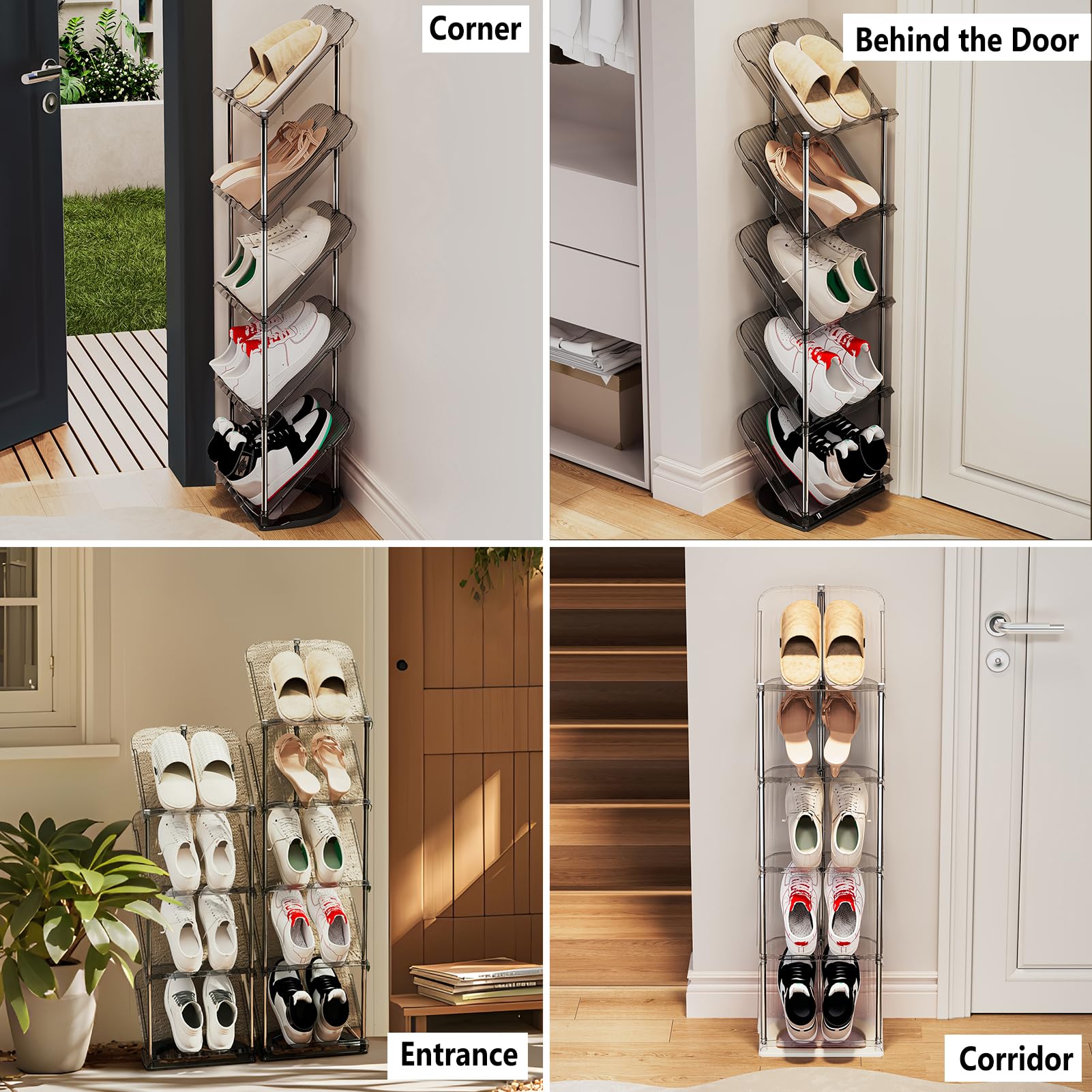 Patinao 2 Stück Schuhregal Schmal mit 5 Ebenen, Platzsparend Schräg Schuhablage, Schuhschrank Schuhaufbewahrung Shoe Rack Schuhbank Schuhe Schrank Schuh Regal Organizer Schuhständer Schuhorganizer 7