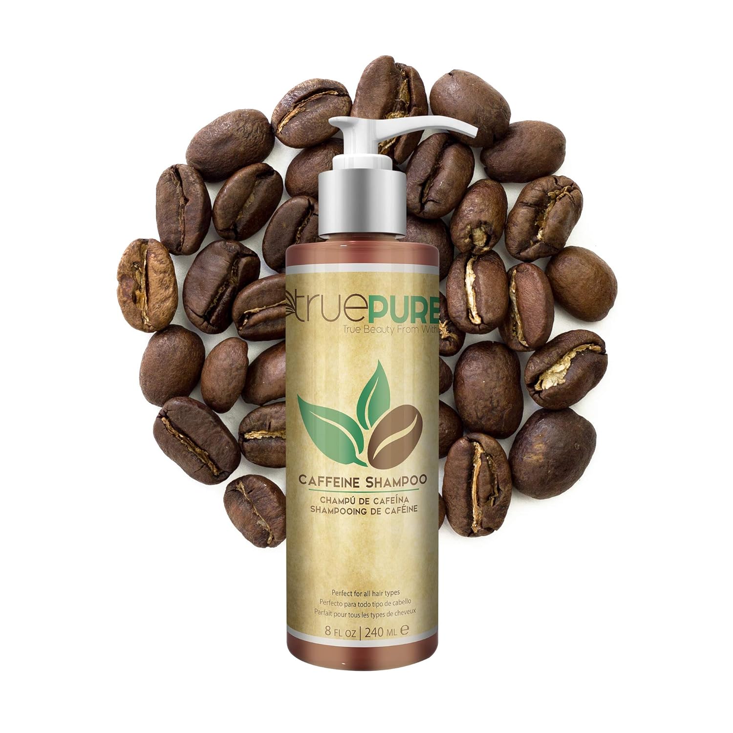 TruePure Natural Caffeine Shampoo, Treatment Contains No Sulfates or Fragrance For Healthy Hair Growth and Hair Loss Prevention, Unisex Dht Blocking Formula For Normal To Thin Looking Hair, 8oz: Beauty