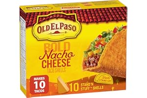 Old El Paso Cheesy Blasted Taco Shells, Box Includes 10 Stand N Stuff Hard Taco Shells, 153 Grams Package