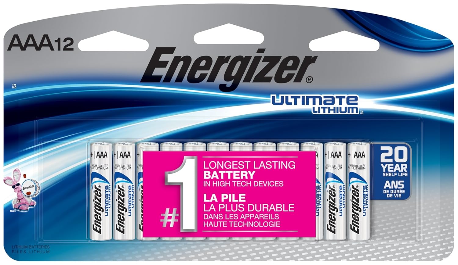 Energizer Ultimate Lithium AAA Batteries, 12 Count Prime