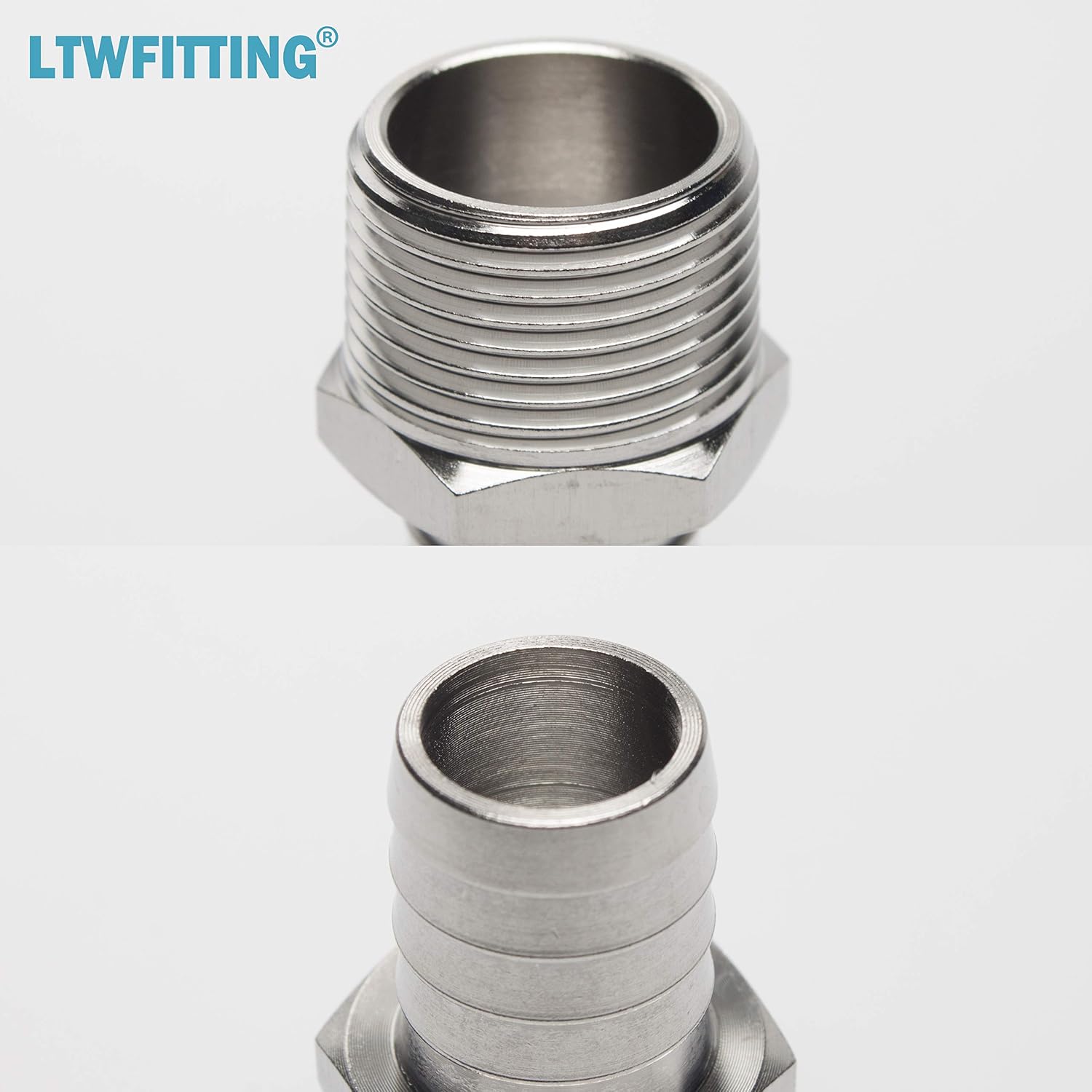 LTWFITTING Stainless Steel 316 Barbed Fitting Coupler/Connector 3/4-Inch Male BSPT x 3/4-Inch(19mm) Hose Barb Fuel Gas Water (Pack of 5) - Image 3