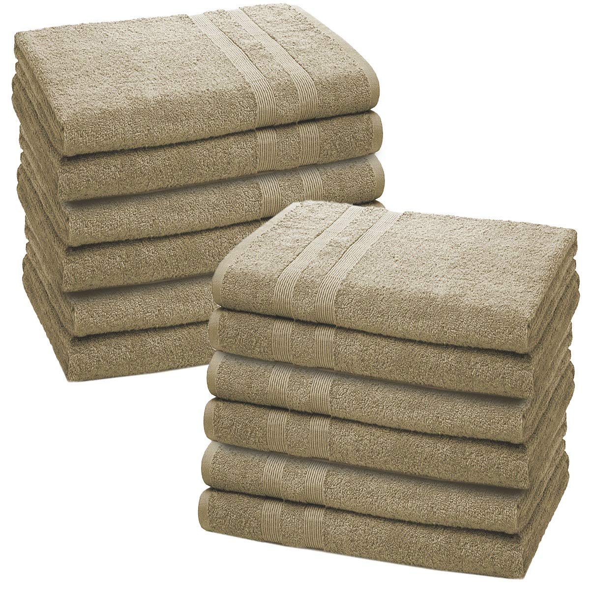 Vozbi Face Towels - Cotton Washcloths Set - 30 x 30 cm, 100% Ring Spun Cotton, Premium Quality Flannel Face Cloths, Highly Absorbent and Soft Feel Fingertip Towels (12 Pack - Latte)