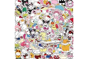 QQUK 100Pcs Cute Stickers Pack for Kids Kuromi Hello Kitty Stickers Mymelody Cinnamoroll Pompompurin Keroppi Pochaco Stickers Decals Assorteds Kawaii Sticker Gifts for Water Bottle Laptop Scrapbook Luggage
