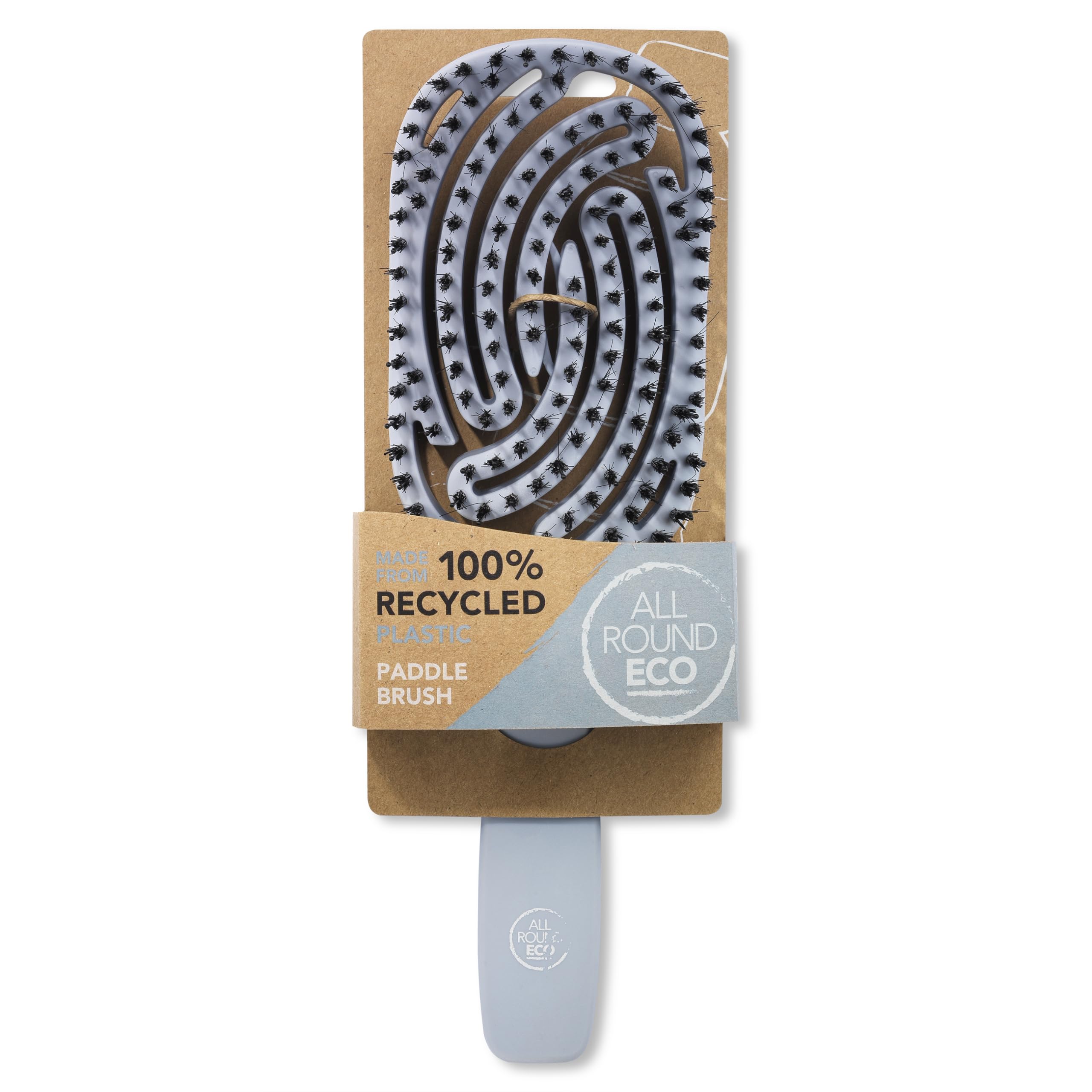 All Round Eco, Paddle Vented Smoothing Multi Tufted Hair Brush, 100% Recycled Plastic, Blue