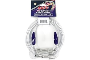 TUFF Tuff Tie Out Cable for Dogs, Reflective, Weather Resistant, Tangle Resistant, Extra Strong Steel Snaps (Medium, Up to 60