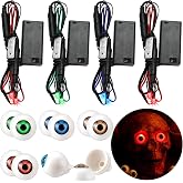 8 Pack Halloween LED Glowing Eye, Micro Effect Controller, Plastic Eyeball | Outdoor Yard Decor for Bushes Trees Windows, Battery Powered Flashing Effect, Haunted House Scary Props, Easy Install