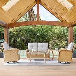 HUMMUH 5-Piece Patio Furniture Wicker Outdoor