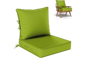 Kimunuk Outdoor Seat Cushion Set 19 L × 19 W × 4 H Inch Waterproof & Fade Resistant Patio Furniture Cushions with Removable Cover with Handle and Straps for Sofa Chairs, Chairs