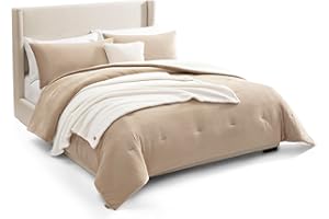 UGG Comforter Set 5 Piece Bed in a Bag with Throw Blanket, Decorative Pillow, Shams, and Reversible Comforter Hypoallergenic Washable Luxury Warm Fluffy Bedding Set, Brown Birch, King Size (Remina)