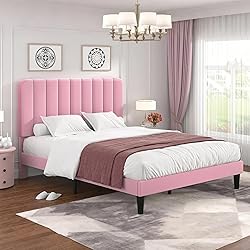 VECELO Queen Size Bed Frame with Upholstered