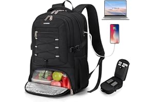 RAINSMORE Lunch Backpack for Men 17.3 Inch Laptop Backpack with USB Charging Port Work Backpack Women with Insulated Compartm