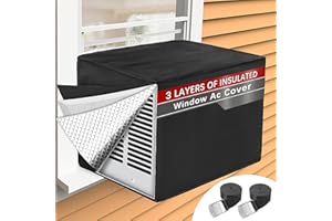 TOHONFOO Window Air Conditioner Covers for Outside Unit for Winter Insulation, 21"W x 16"D x 15"H, Waterproof & Windfroof AC Covers for Outside Window Units with 3 Layers Insulation - Black