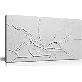 THRLVEART Abstract Canvas Wall Art for Kitchen Minimalist Hand Painted Wall Art for Bedroom White Wall Decor for Living Room Size 20 x 40 Inch