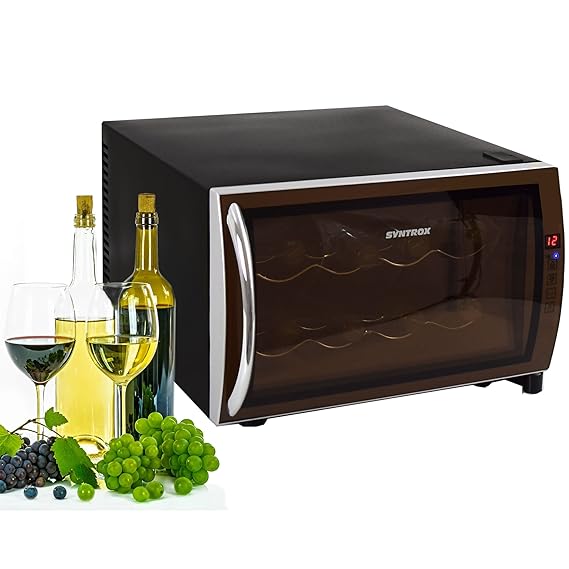 Syntrox Germany 8 Flaschen Digitaler Getränkekühlschrank WK-25L-8-2 Weinkühlschrank mit Touch Screen