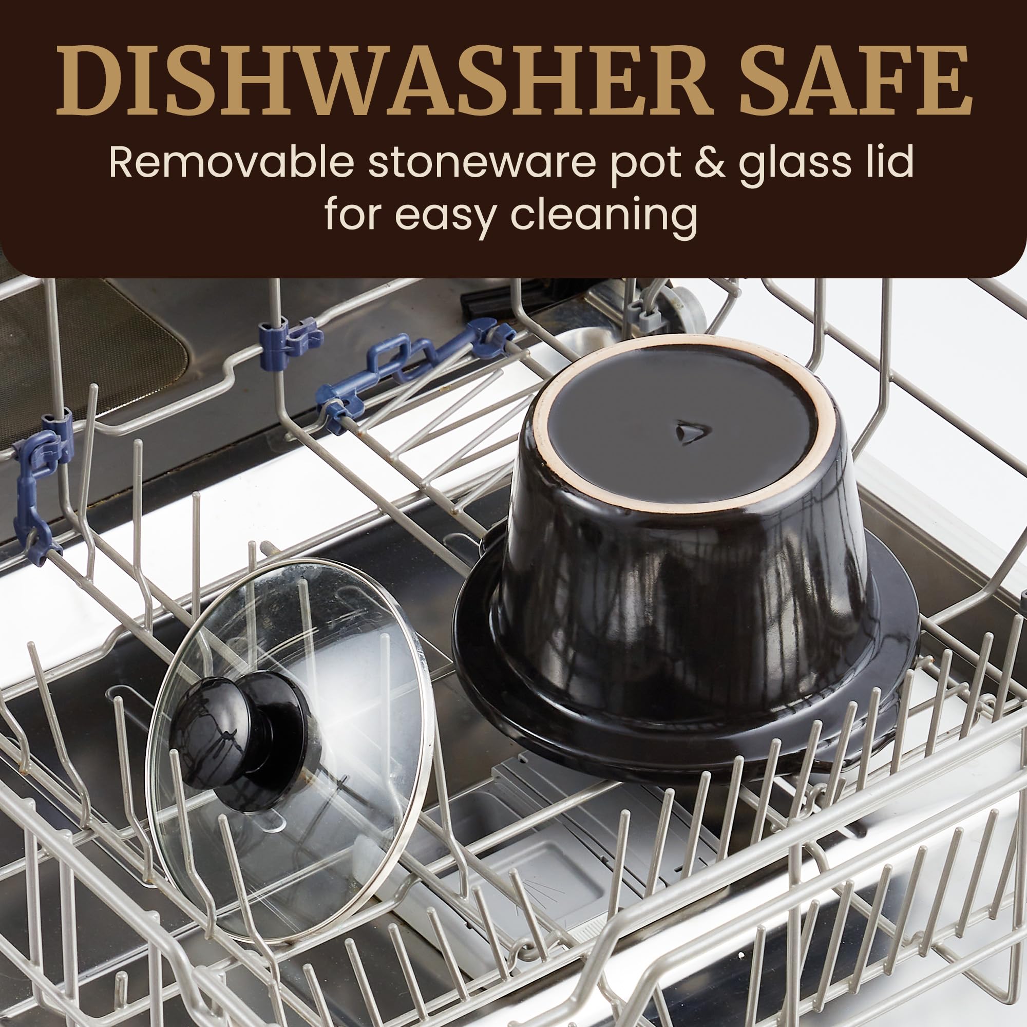 Elite Gourmet MST-250XS Electric Slow Cooker Ceramic Pot, Adjustable Temp, Entrees, Sauces, Stews & Dips, Dishwasher Safe Glass Lid & Crock, 1.5 Quart, Stainless Steel