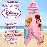 Disney Princess Hooded Towel 100% Cotton Large Poncho Kids Bath Beach Wrap view 2