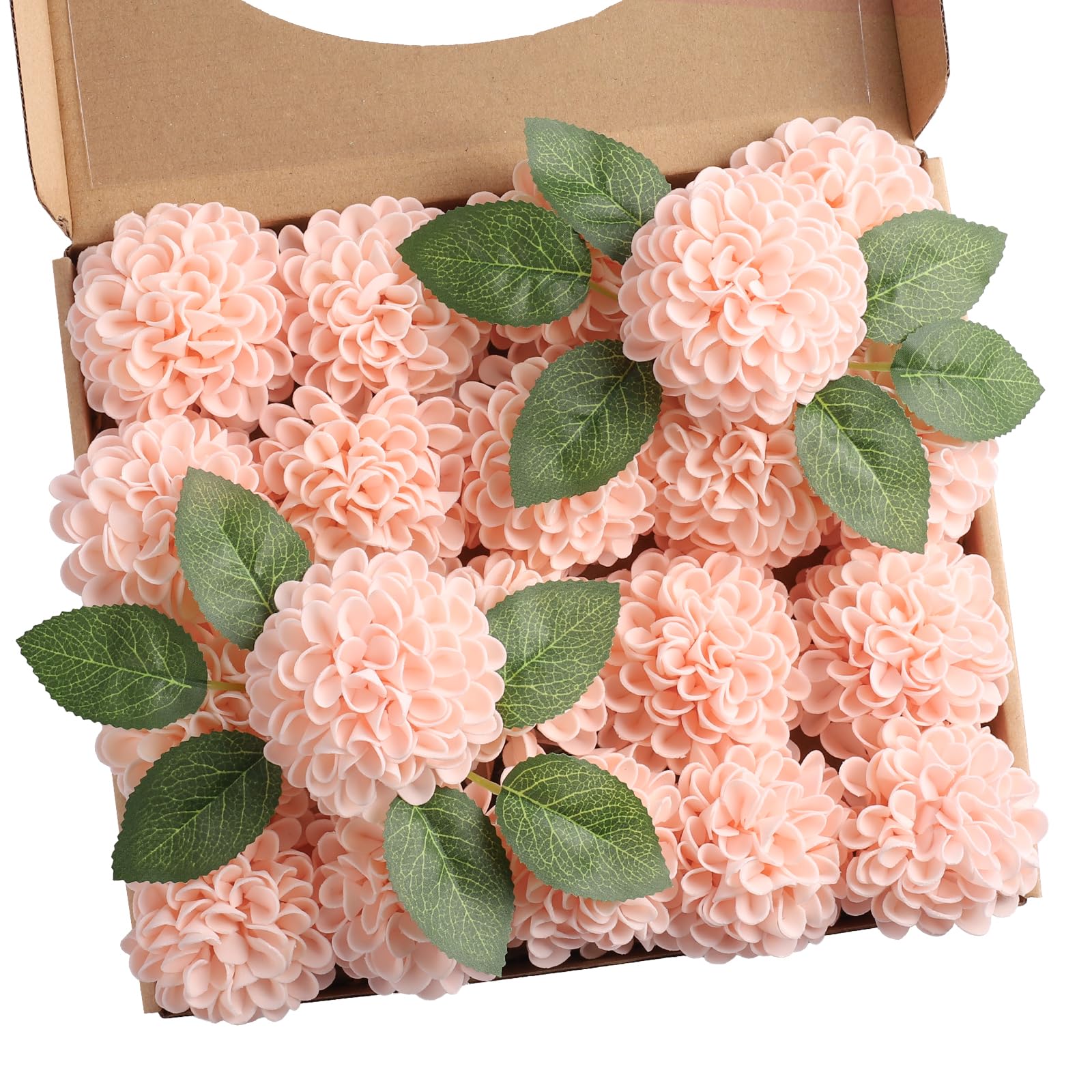 N&T NIETING Artificial Flowers 20pcs Fake Foam Dahlia Flower with Stems, DIY Foam Dahlia Flower for Wedding Cake Bouquets Floral Centerpieces Arrangements Bridal Shower Party Home Decor, Pink