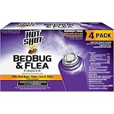 Hot Shot Bedbug and Flea Fogger 4 Count-2 Ounce Cans, with Nylar, Inhibits Flea Reinfestation