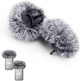 2-Pack Microphone Windscreen for DJI Mic 2 Transmitter, OSMO Pocket 3, Gray | Gray Furry Microphone Wind Muff Foam Cover, Not for DJI Mic 1 and Mic Mini