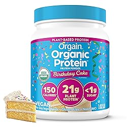 Orgain Organic Vegan Protein Powder, Birthday Cake