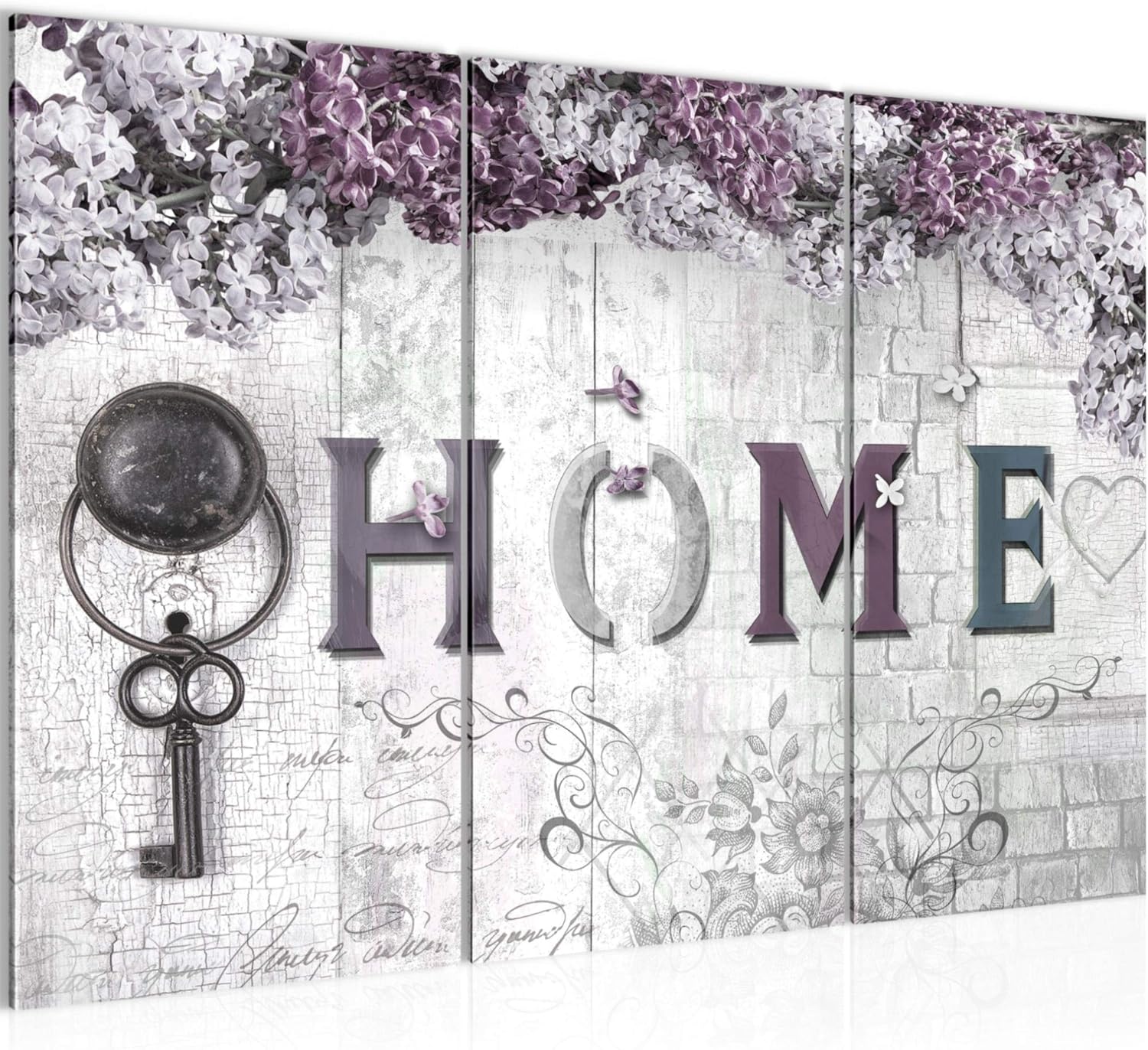 Runa Art Wandbild 'Home Sweet Home' – 5-teilig, 200x100 Cm, Design Blau/Lila, Auf Vlies-Leinwand