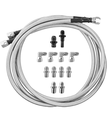 thumbnail interactive-video image 1 of Mupera 70" Black Nylon Braided Transmission Cooler Lines Kit - For GM, Chevy, Ford 700R4, 4L60E, 4L80E 1 of 12