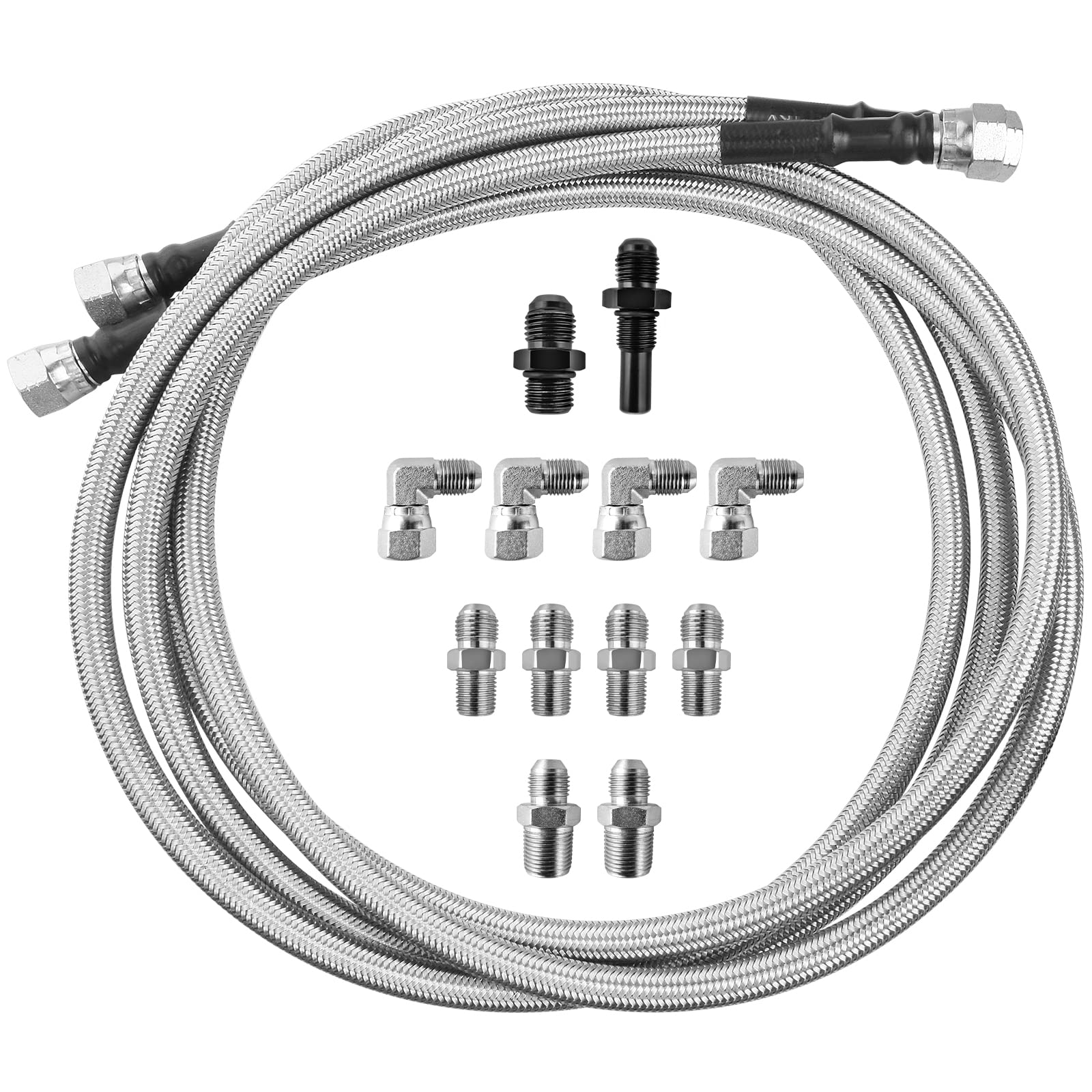 Photo 1 of MuHize Transmission Cooler Lines - 70-Inch SAE Stainless Steel Braided 6AN Transmission Hose for GM 4L60E 4L80E 4L65E 700R4, Fit Chevy Silverado/GMC Sierra