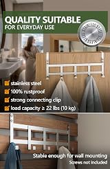 4smile Over Door Hanger Stainless Steel Coat Hook for 4.1cm & 4.6cm UK Doors view 6